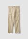 Pantaloni cargo beige in misto lino e cotone regular fit_0