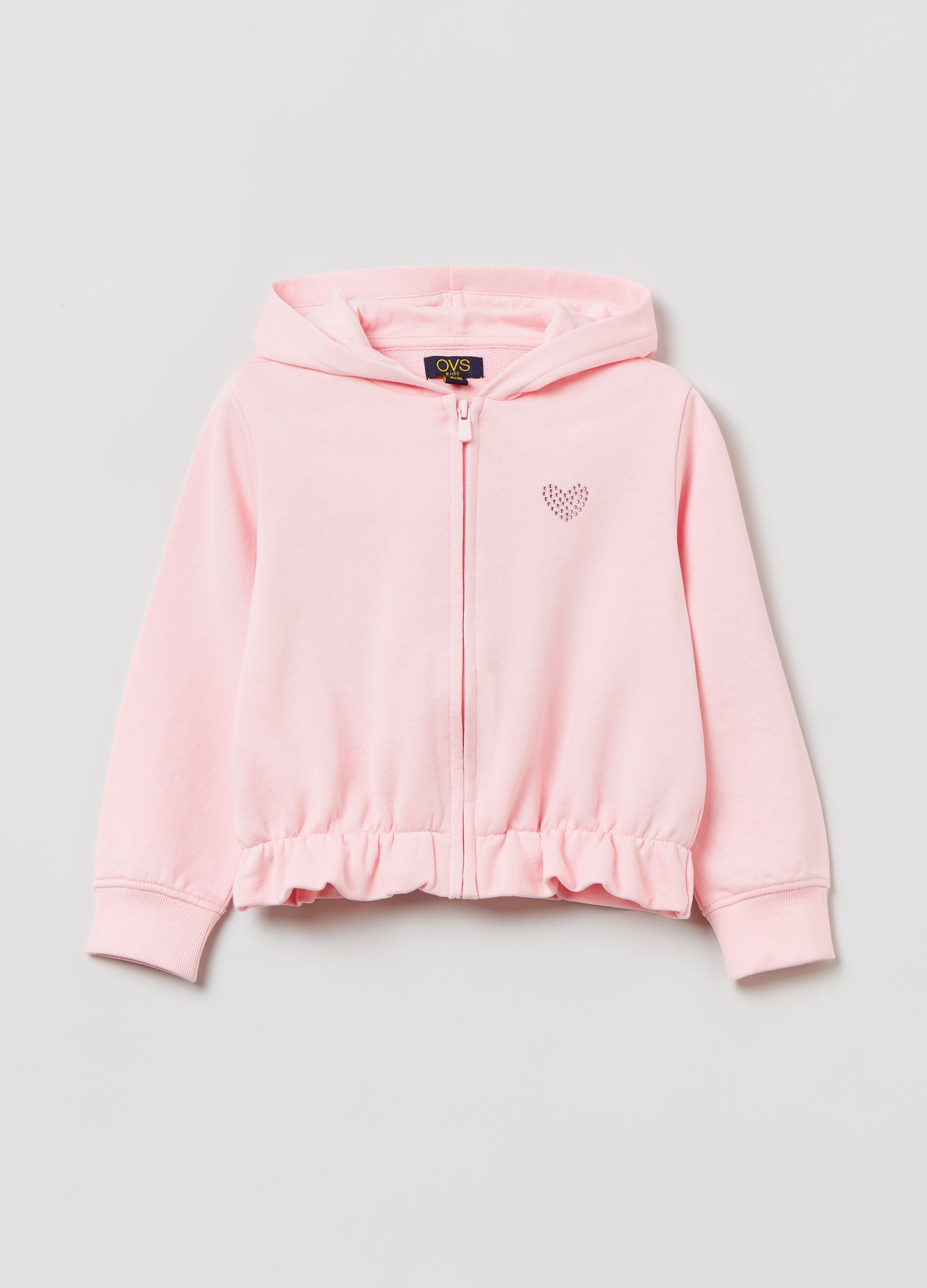 Full-zip hoodie with diamanté motif