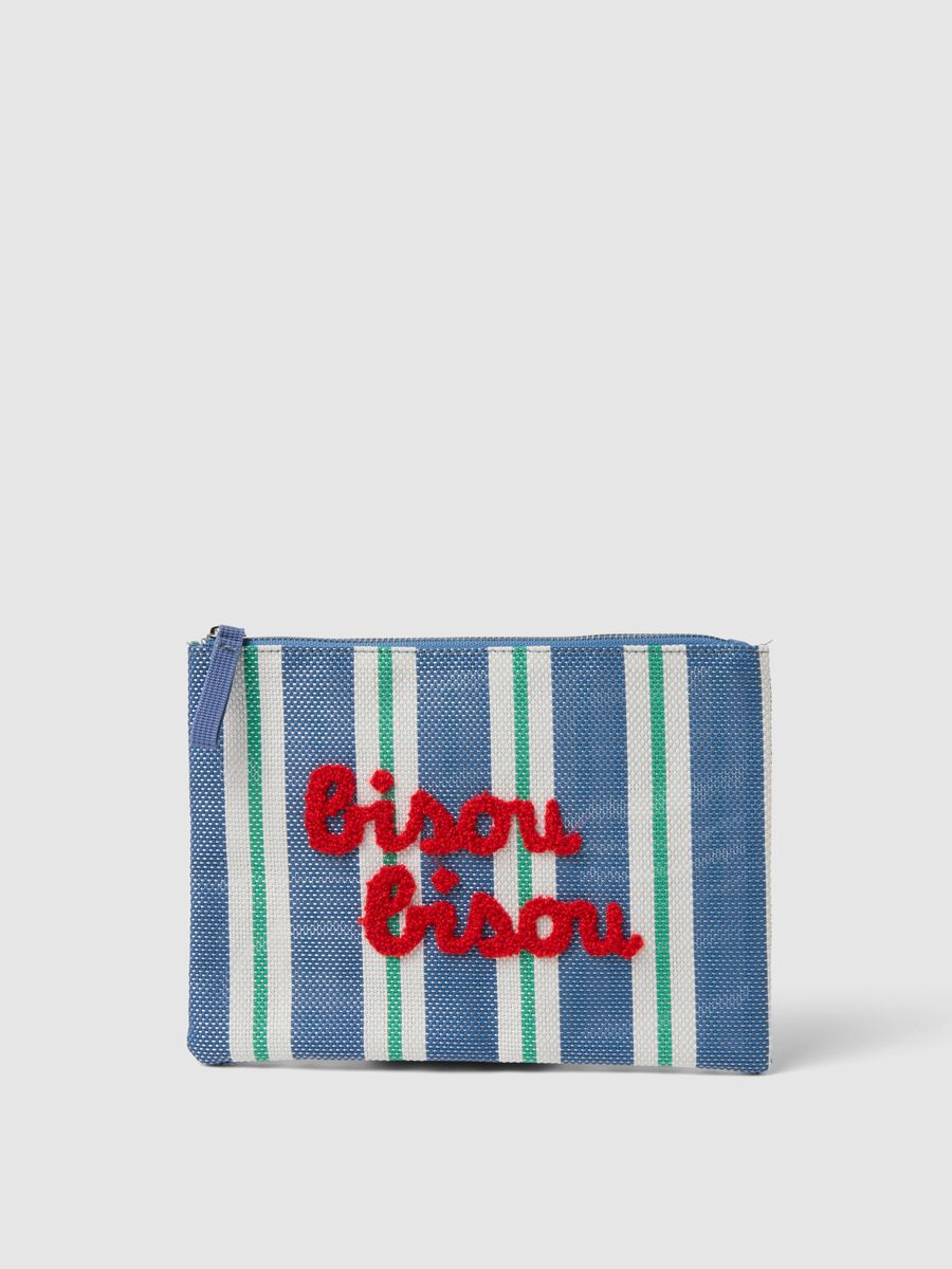 Multicoloured striped wallet with embroidered lettering_0