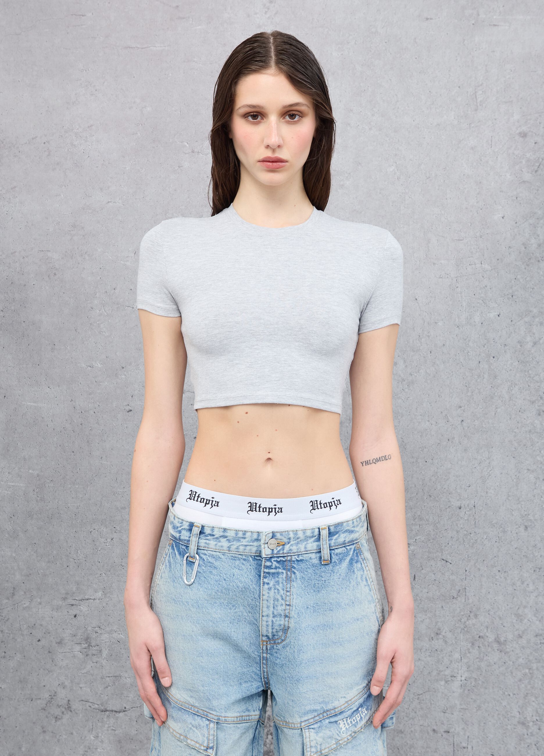 Vintage Grey crop T-shirt