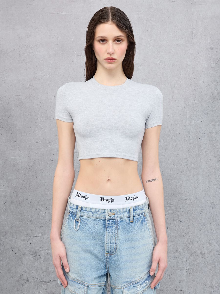 Vintage Grey crop T-shirt_0