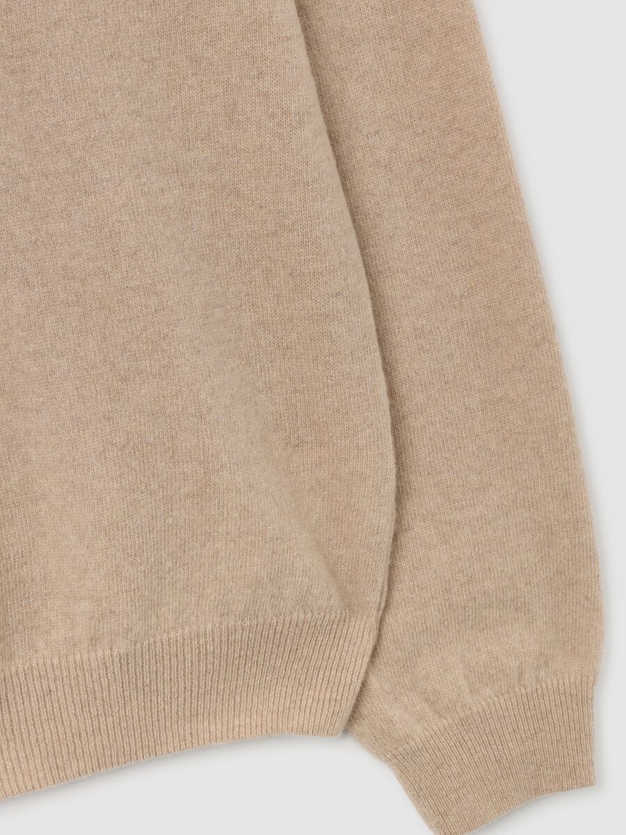 Beige crew neck lambswool jumper regular fit_1