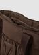 Borsa shopper marrone con tasca esterna arricciata_2