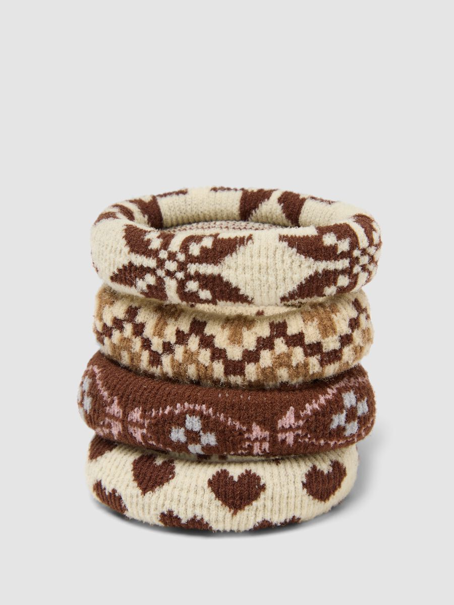 Set di elastici beige con fantasia jacquard_0