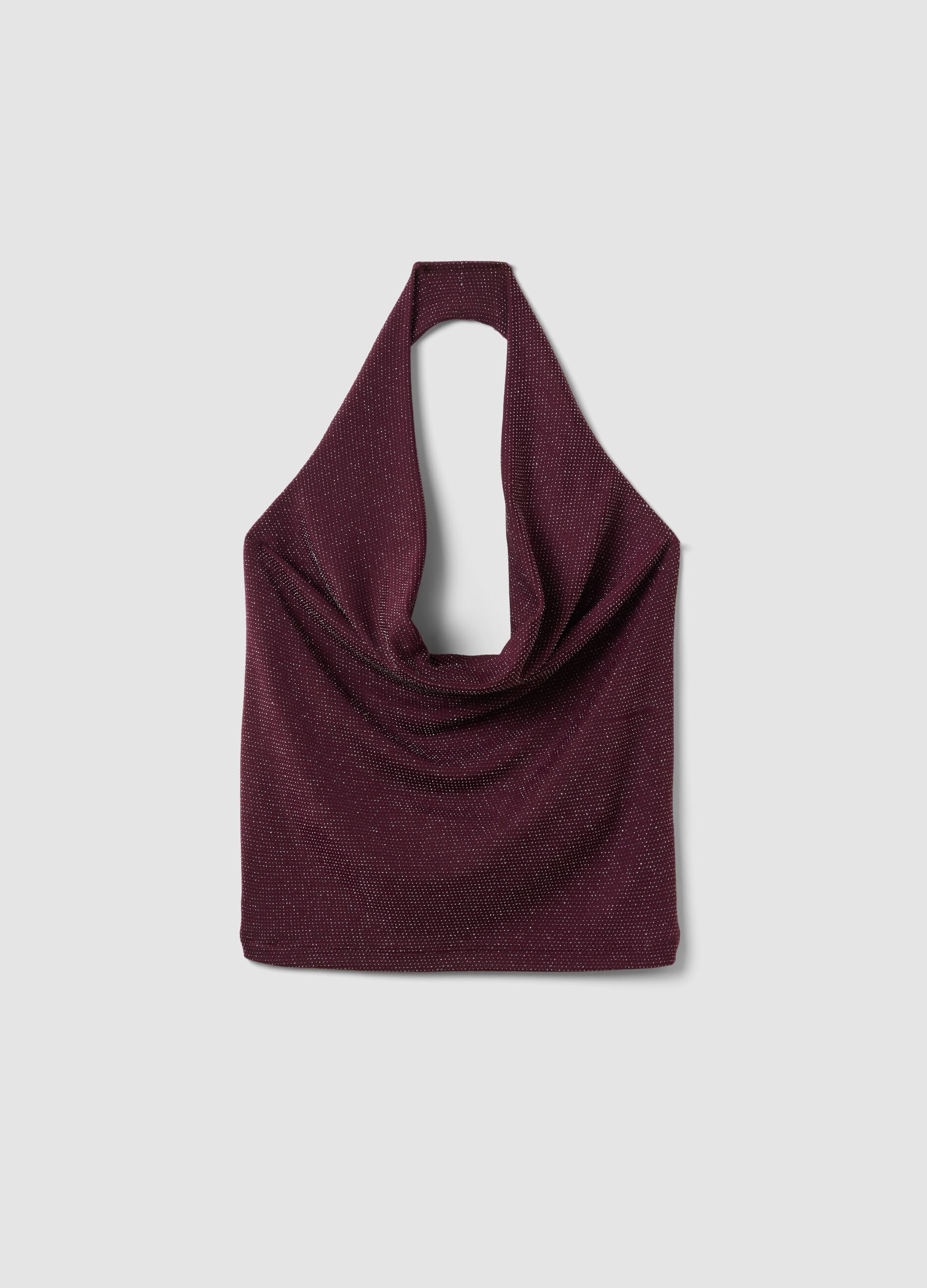 Top halter viola in tessuto elasticizzato regular fit