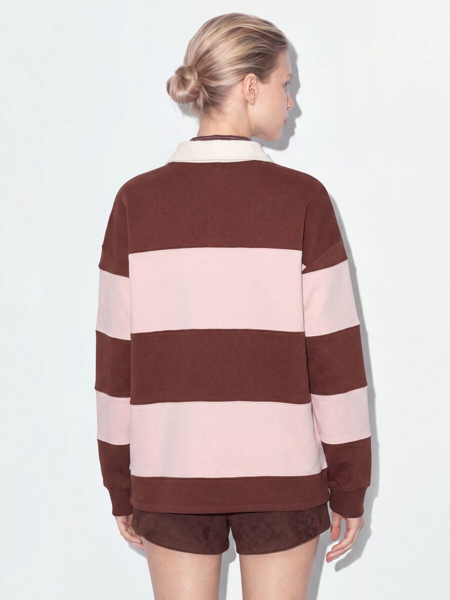 Brown striped cotton-blend sweatshirt with collar, relaxed fit_1