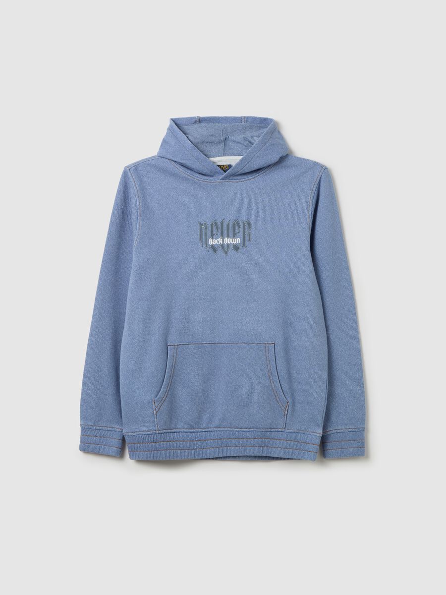 Hoodie with "Never Back Down” print_3