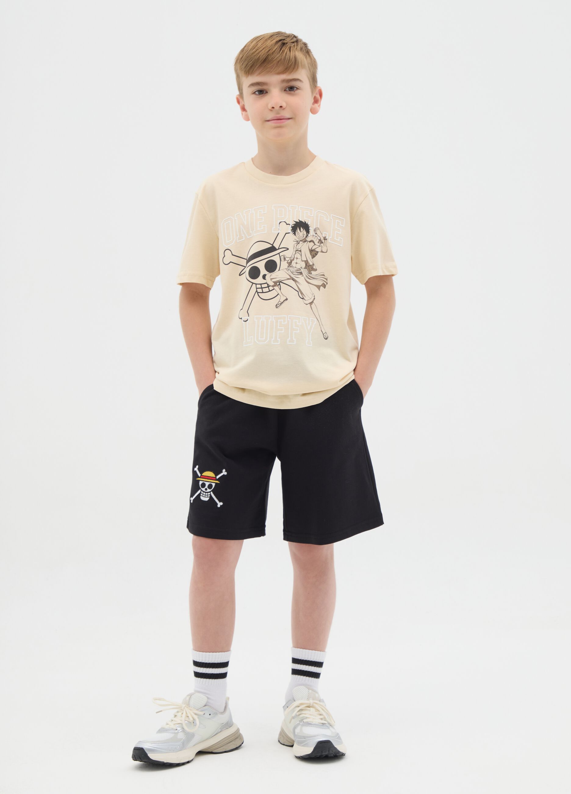 Boys' Black Pure Cotton Shorts with Print