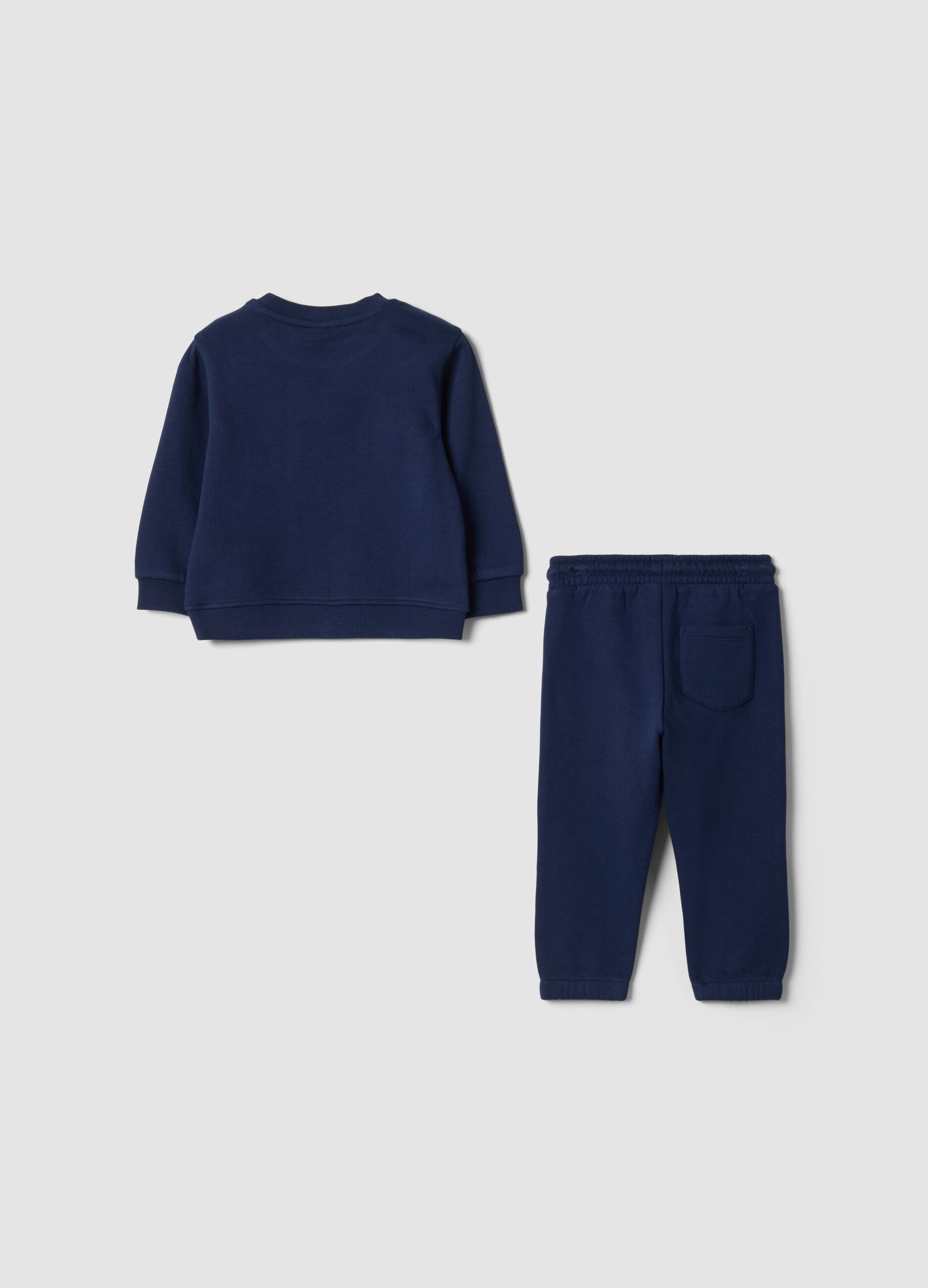 Blue pure cotton jogger set with sporty print