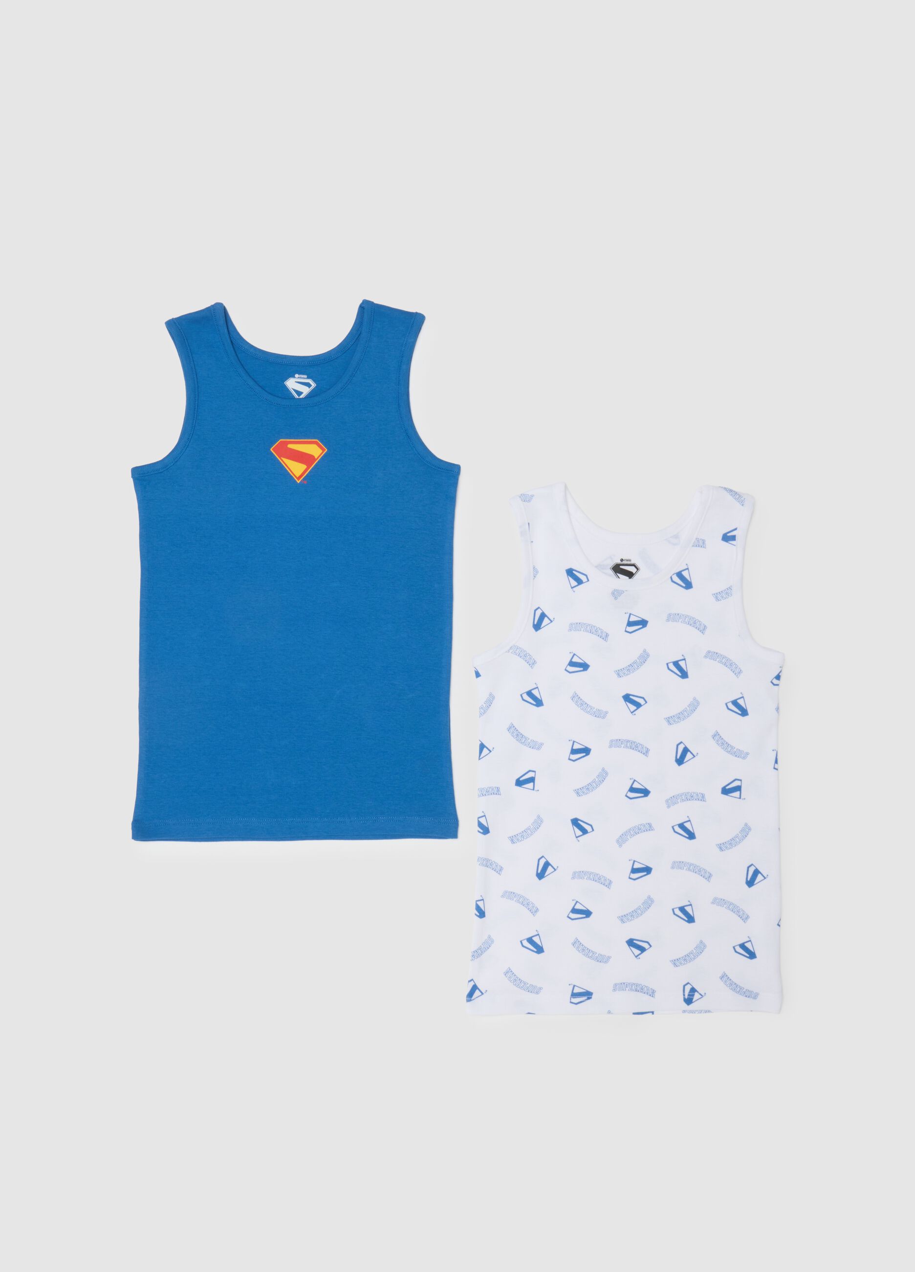 Children's Multicolour Cotton Vest Twin Pack with Superman Print