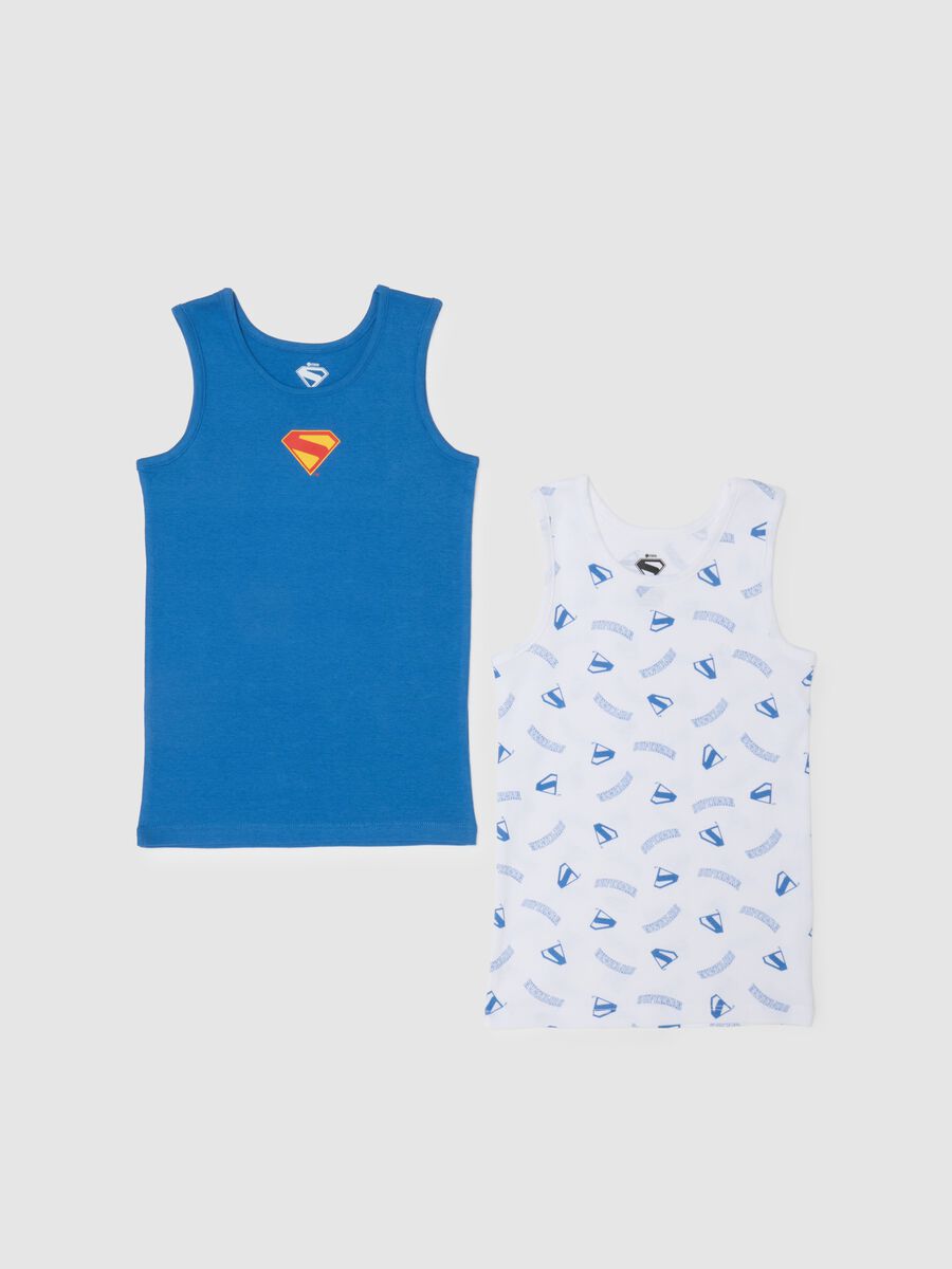 Children's Multicolour Cotton Vest Twin Pack with Superman Print_0