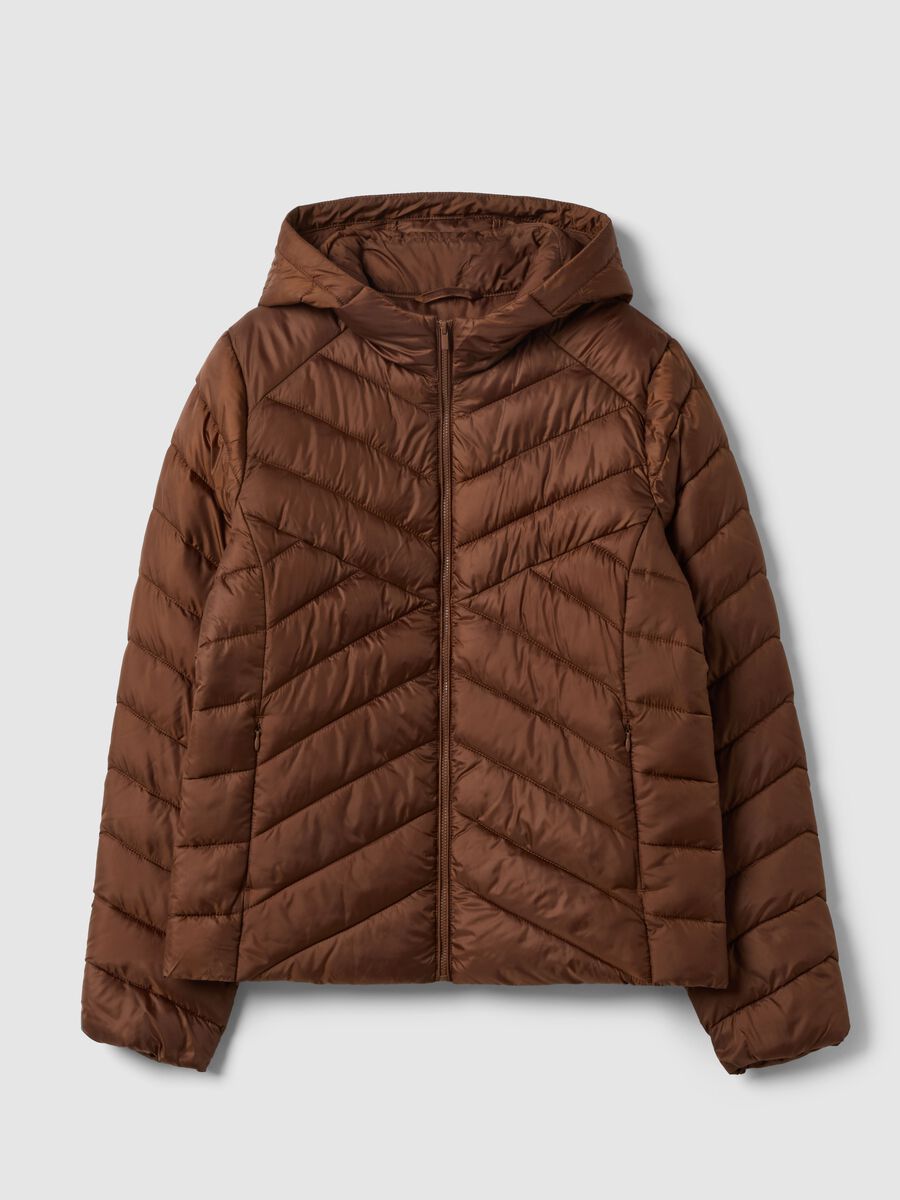 Giacca imbottita marrone regular fit con cappuccio_4