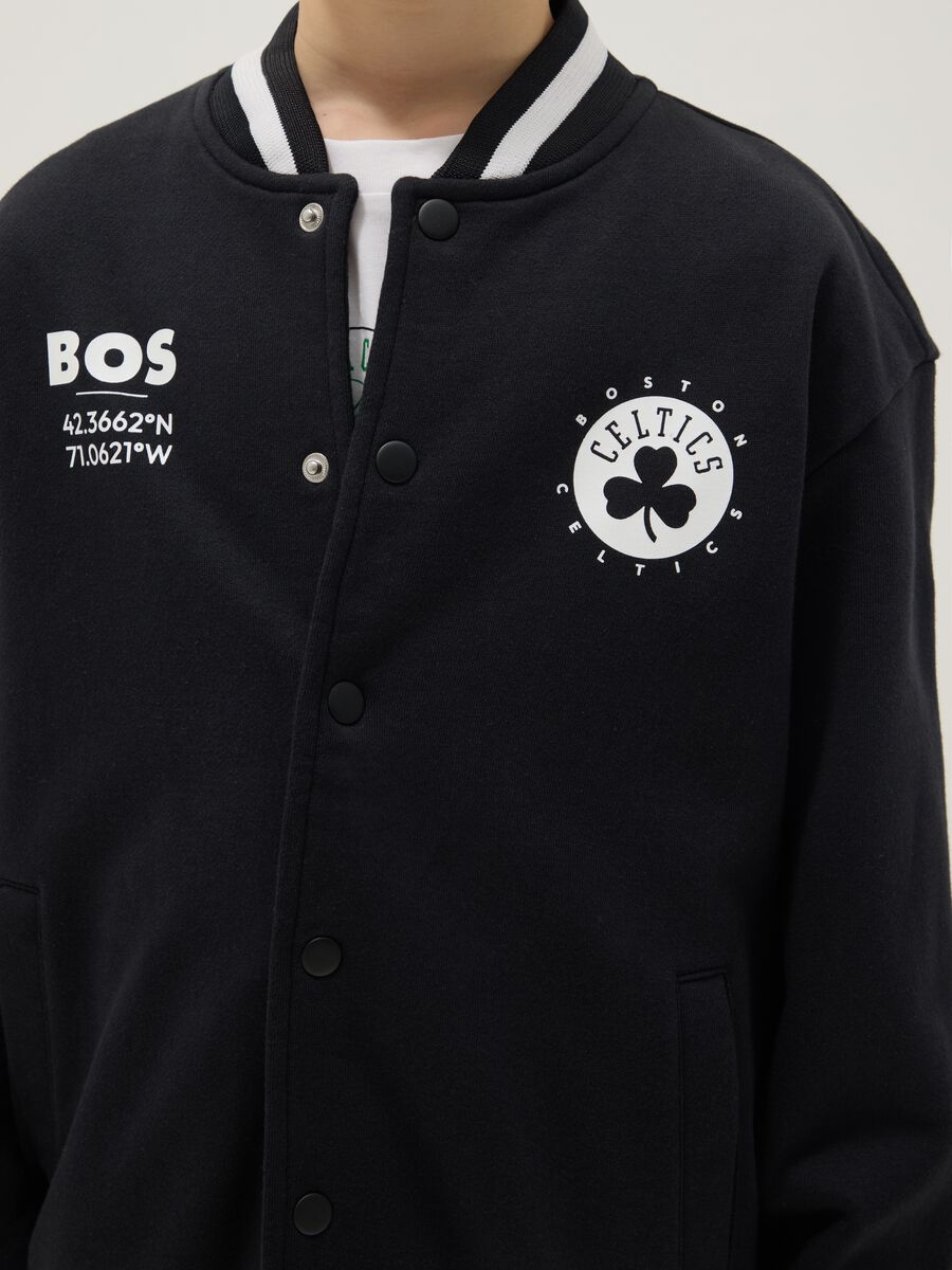 Children's regular fit black cotton-blend jacket with Celtics embroidery_2