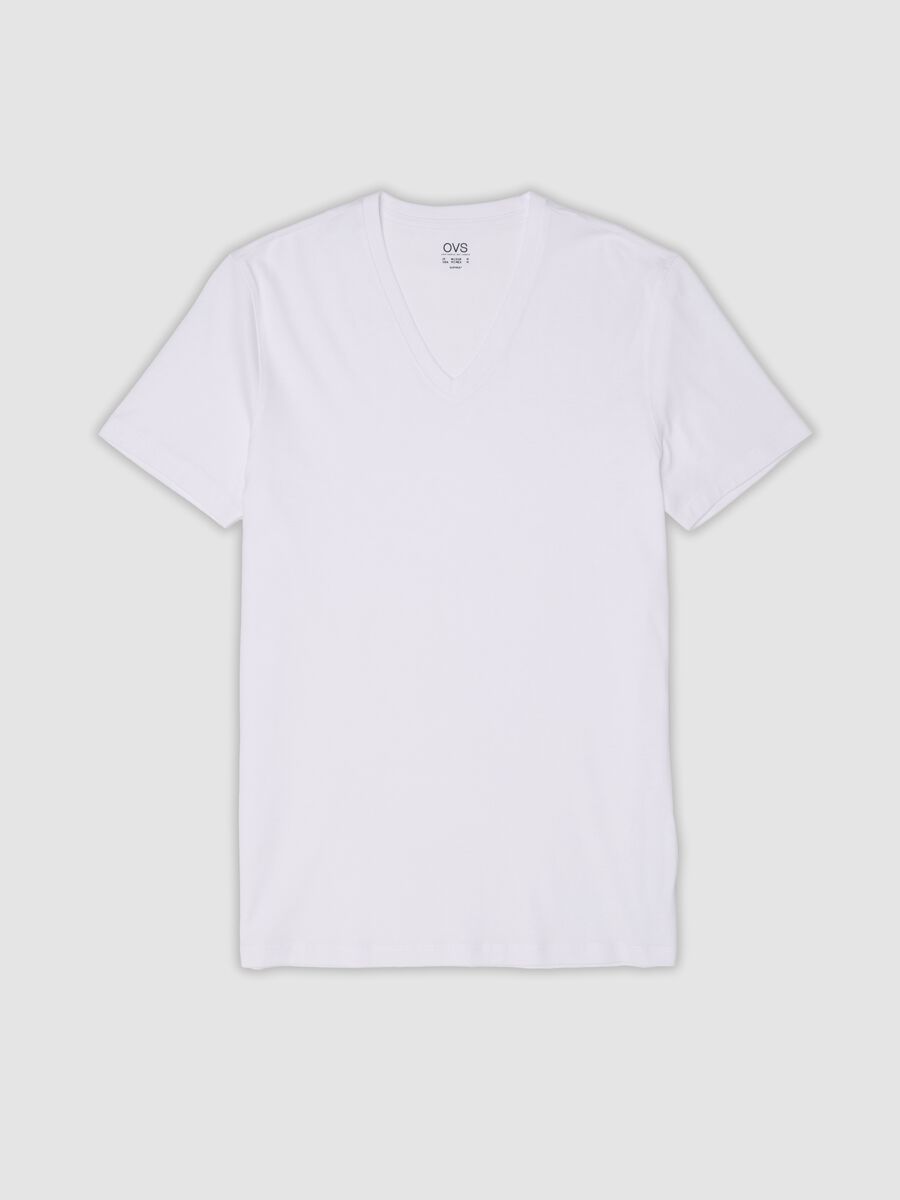 White pure Supima cotton V-neck T-shirt, regular fit_4