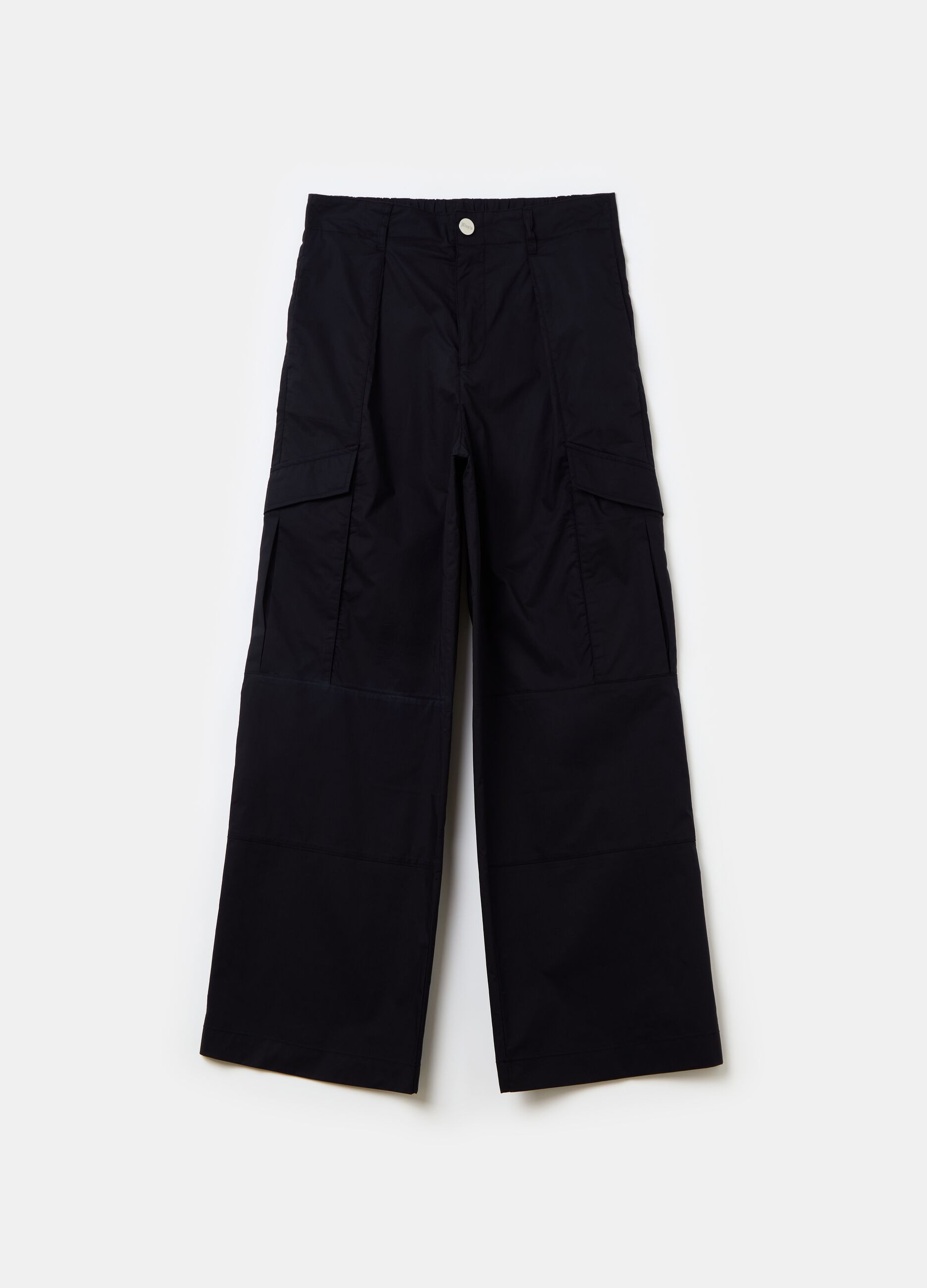 Light Wide-Leg Cargo Trousers Black