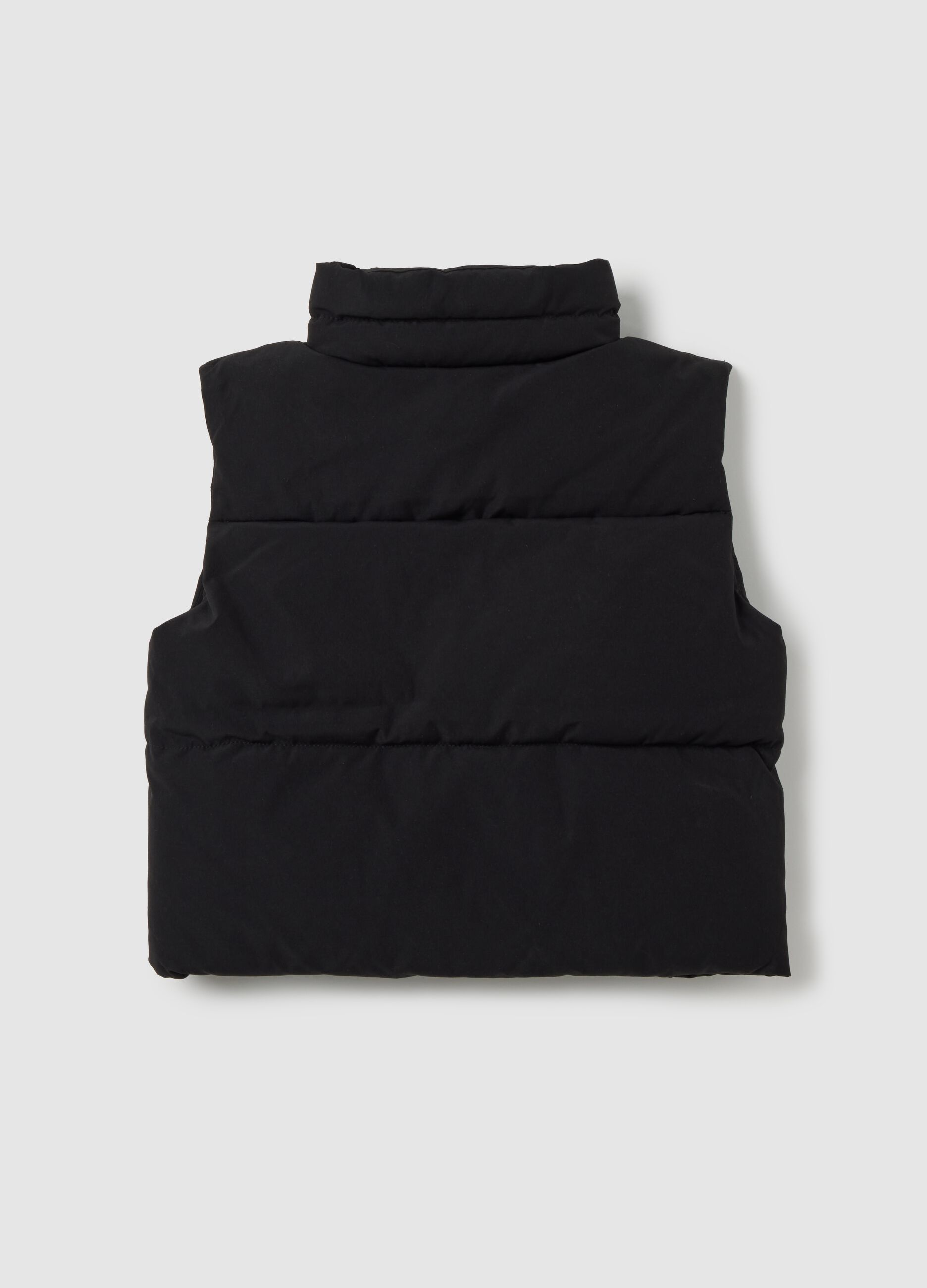Black padded gilet with zip for girls