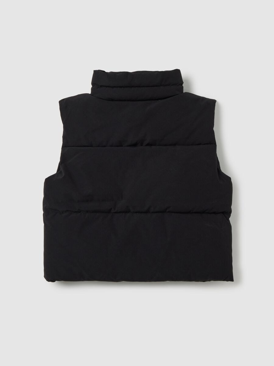 Gilet imbottito nero per ragazze con zip_1