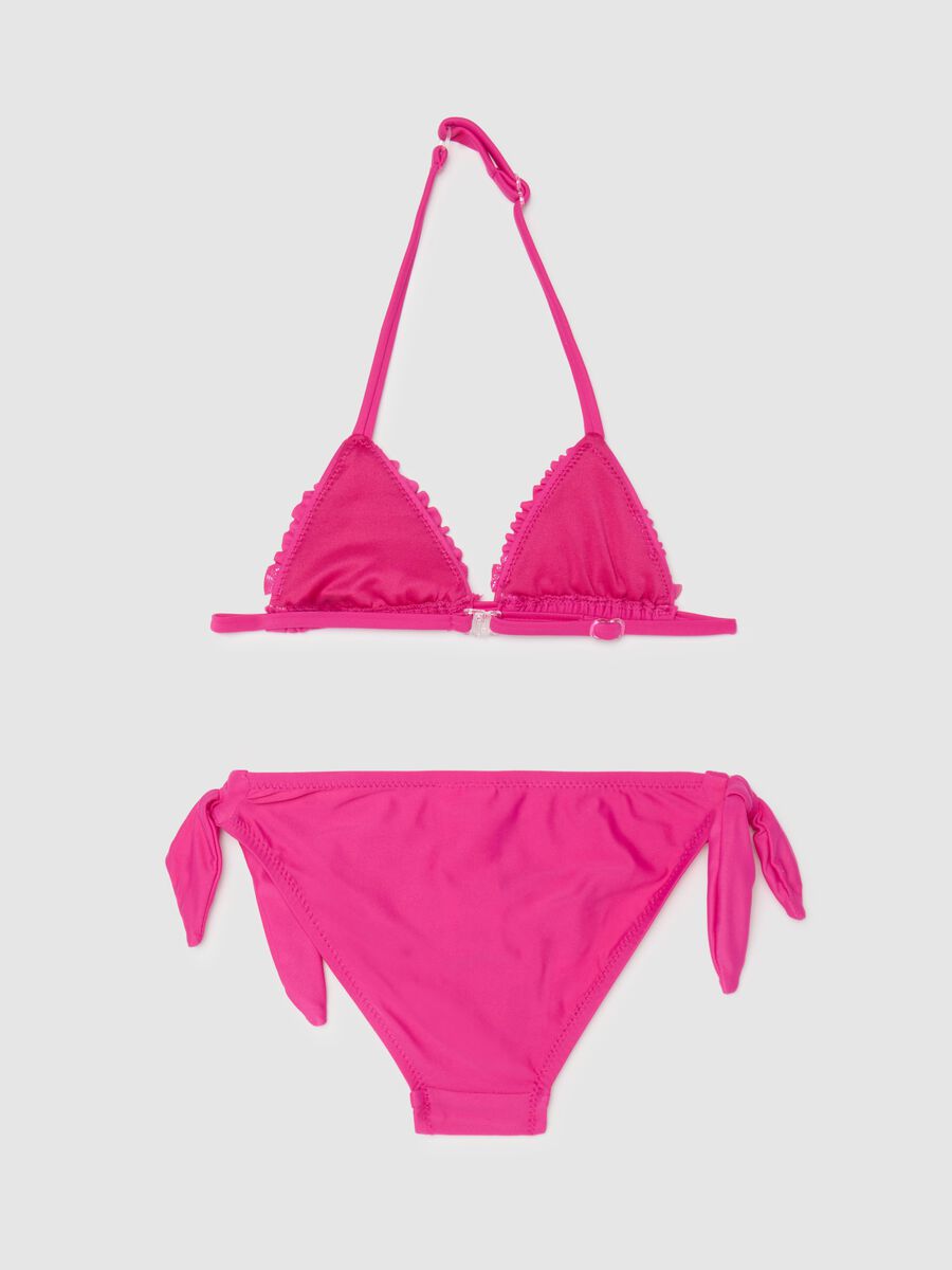 Girls' stretch blend pink bikini with ruffles and glitter_1