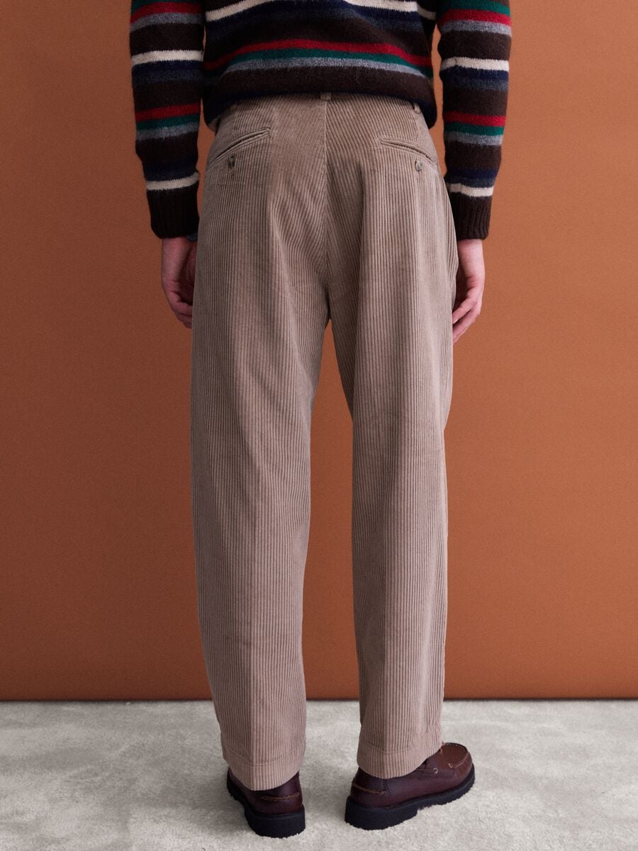 Pantaloni marroni in puro cotone a coste baggy fit_2