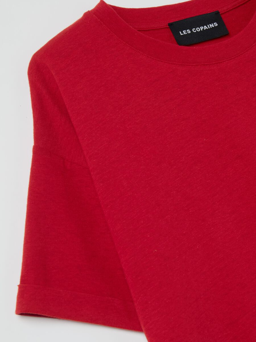 Oversized T-shirt in cotton and linen_5