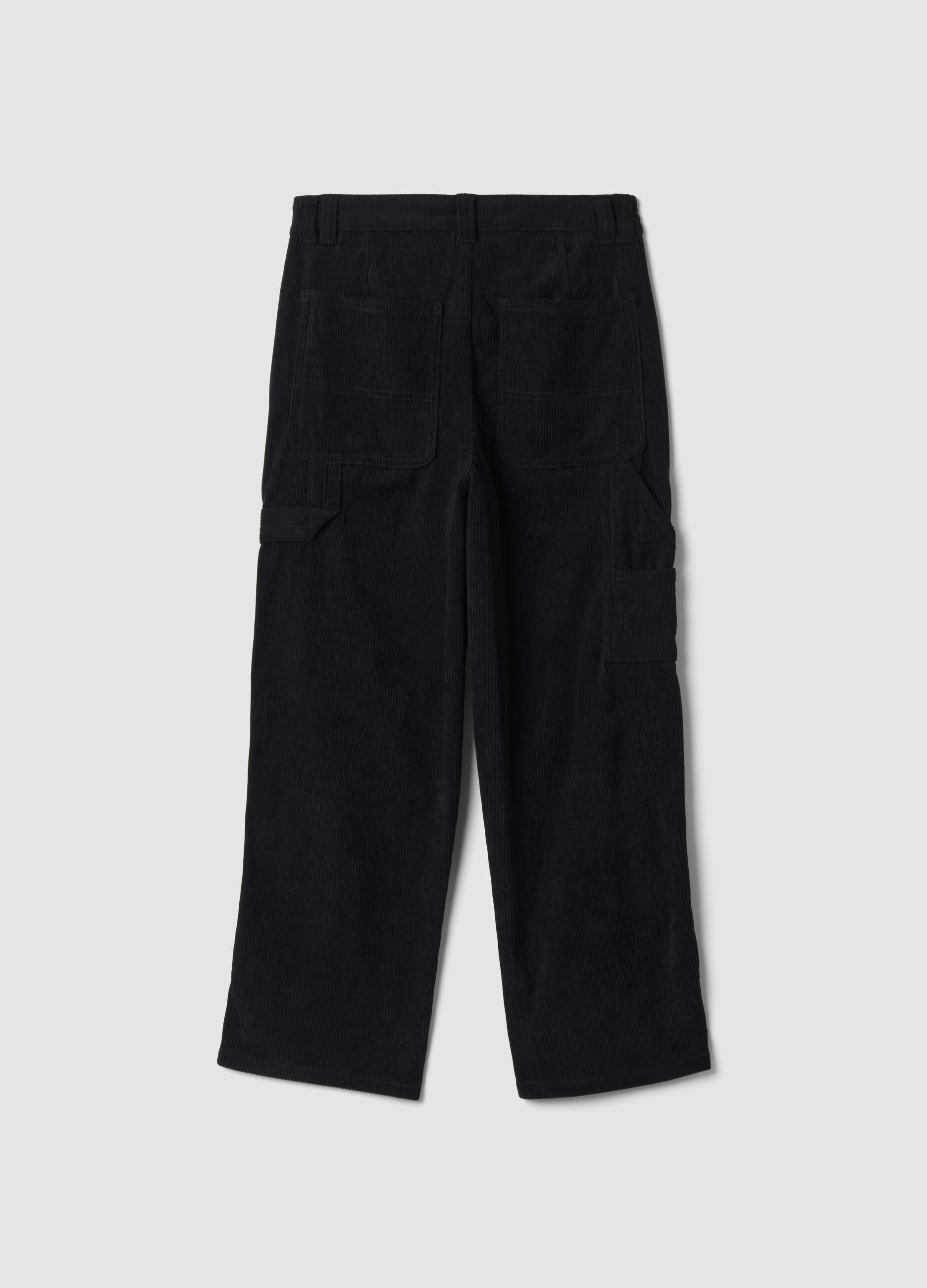 Pantaloni carpenter neri a coste over fit