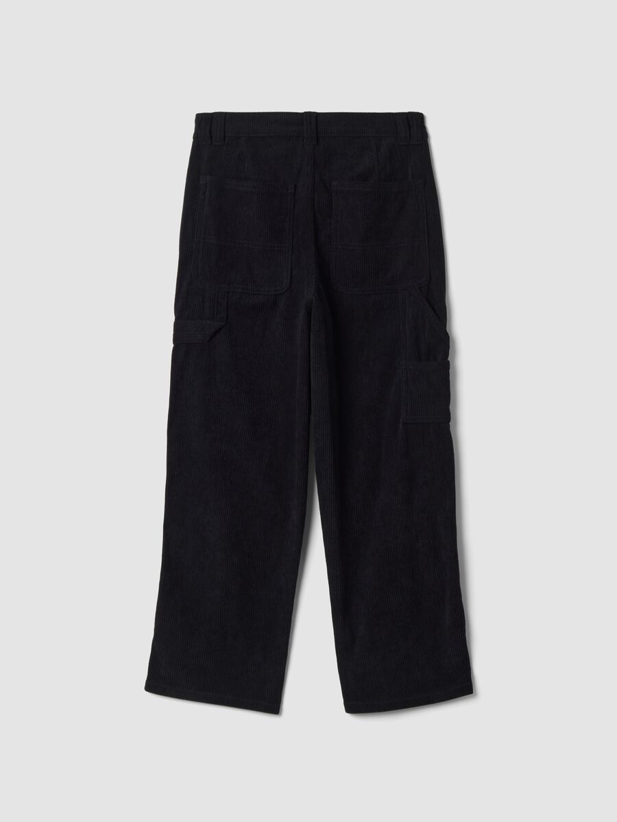 Pantaloni carpenter neri a coste over fit_1
