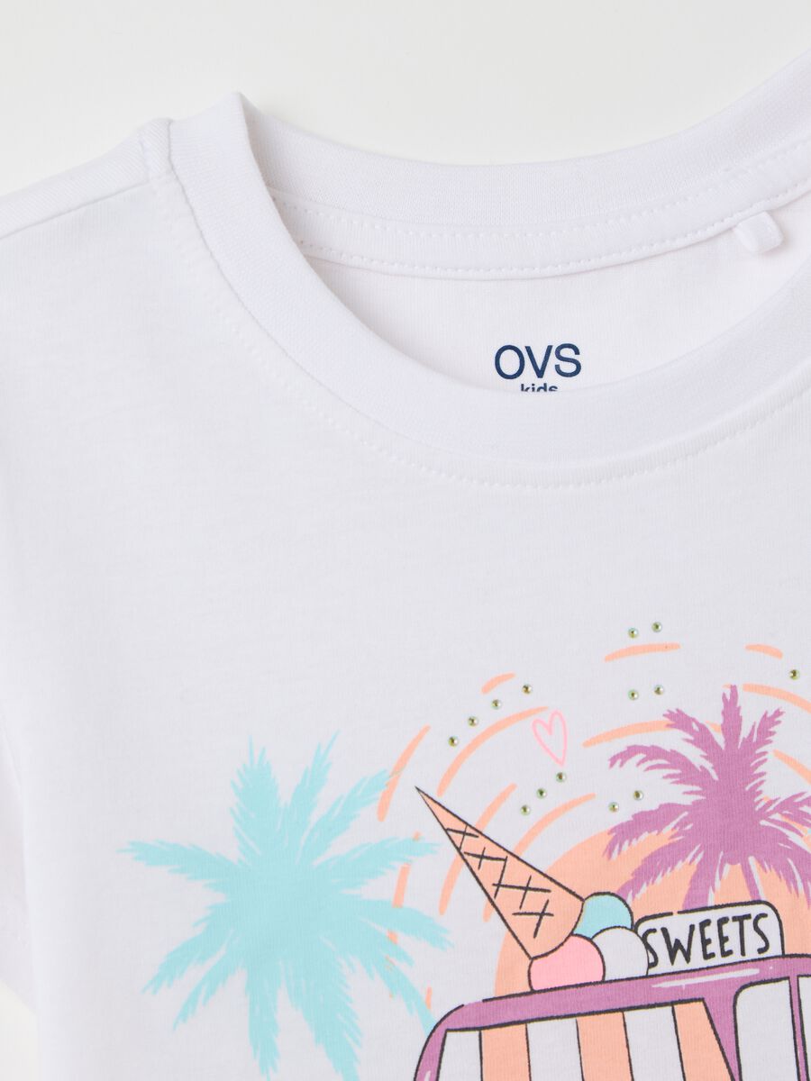 White cotton T-shirt with print_2