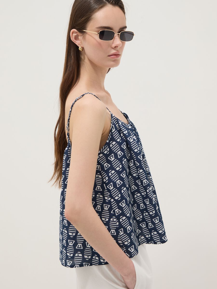 Blue pure cotton cami top with thin straps_1