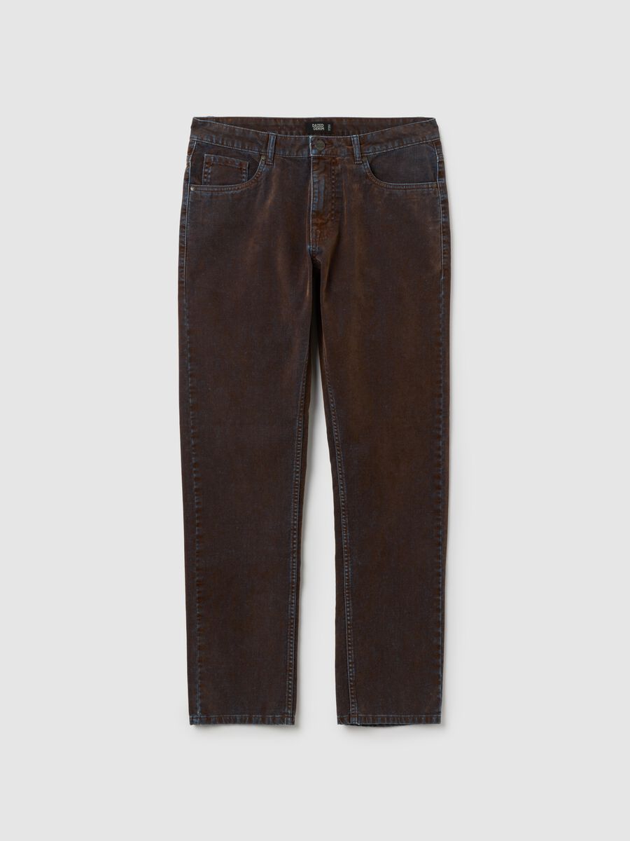 Brown pure cotton regular fit jeans_0