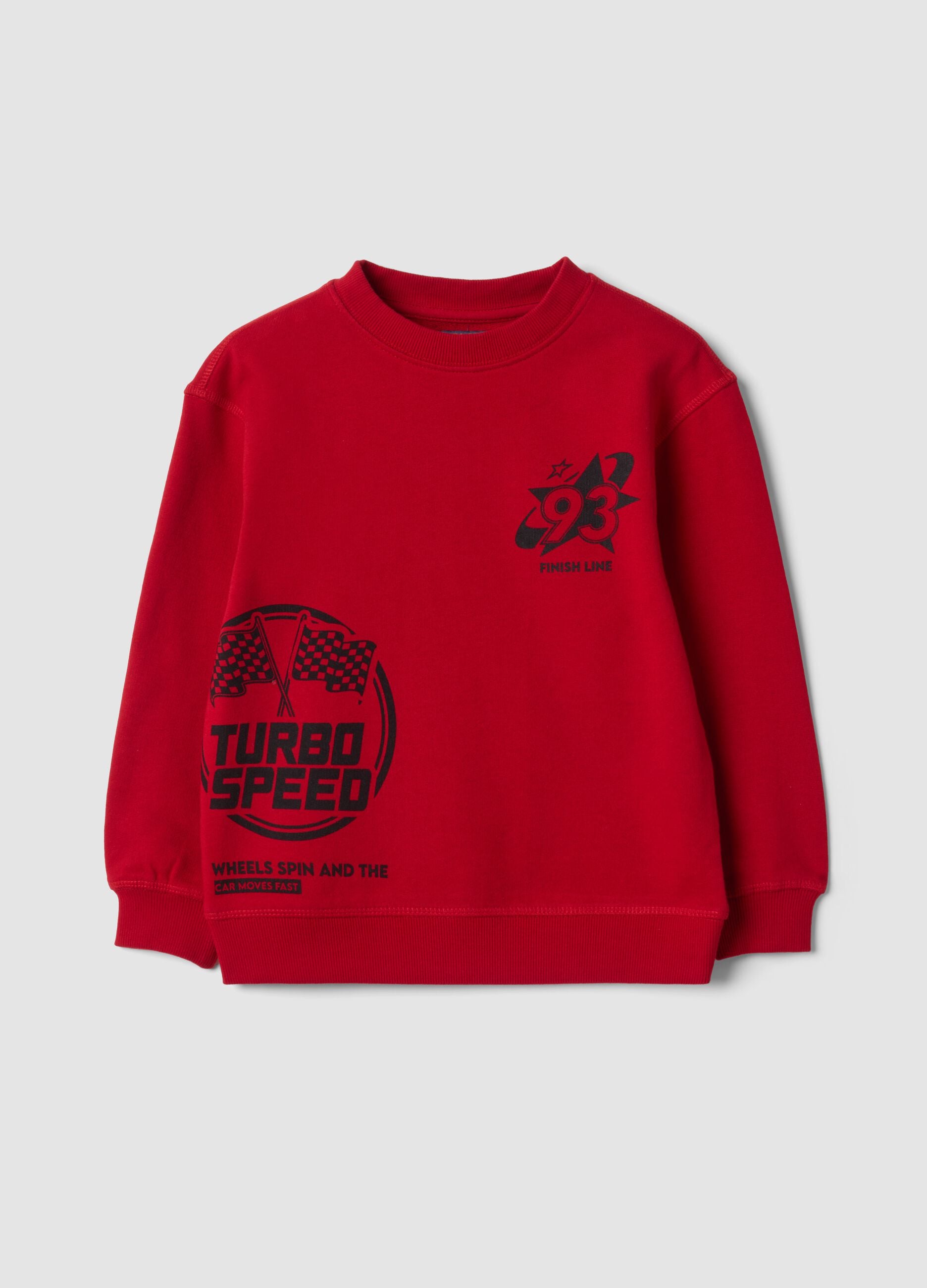 Red crew-neck sweatshirt in pure organic cotton