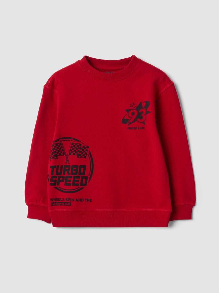 Red crew-neck sweatshirt in pure organic cotton_0