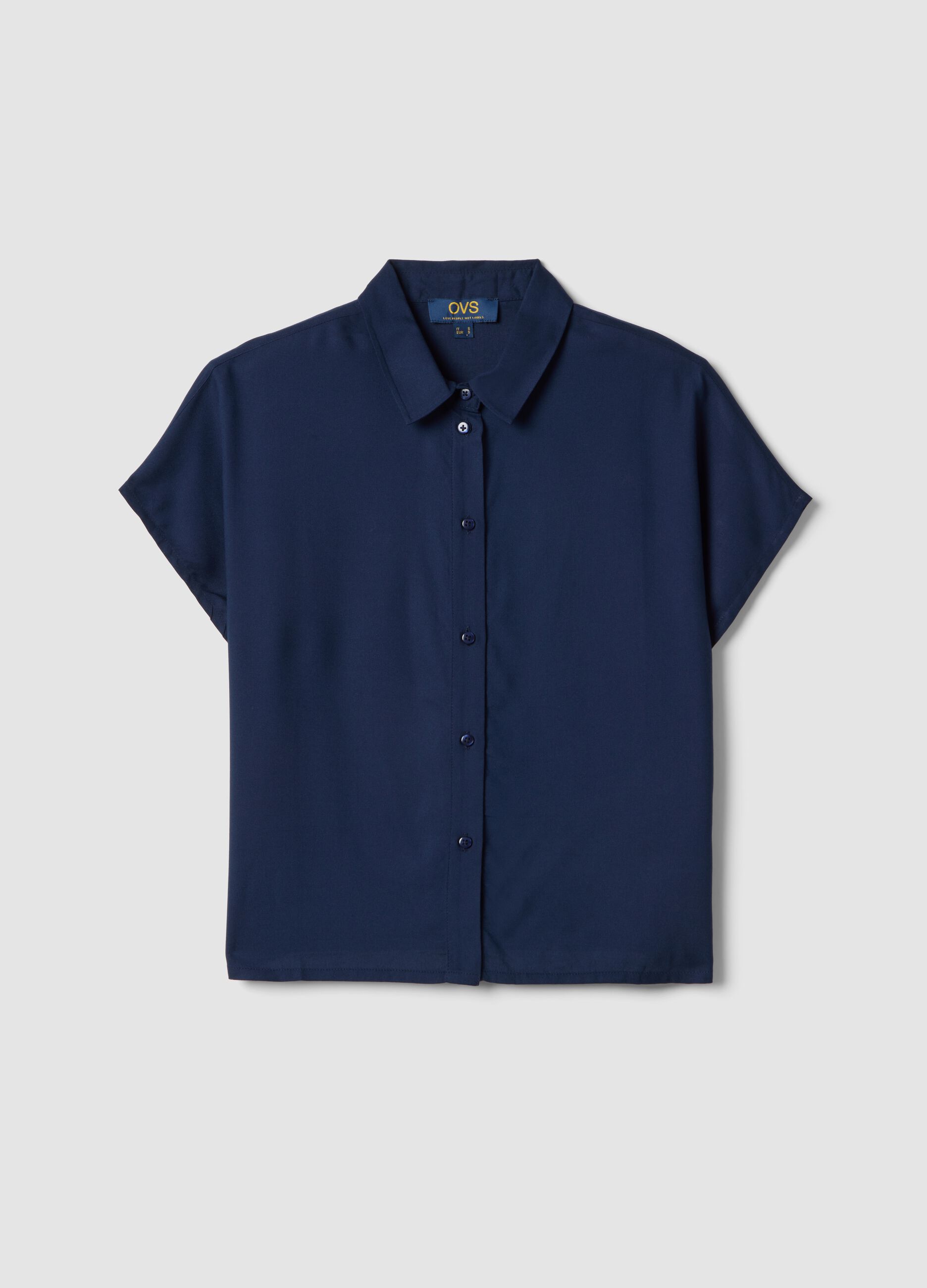 Blue pure viscose regular-fit shirt