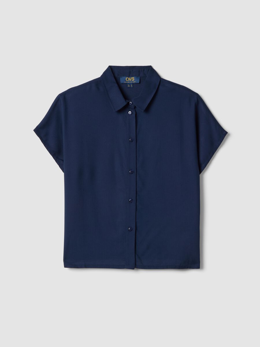 Blue pure viscose regular-fit shirt_0
