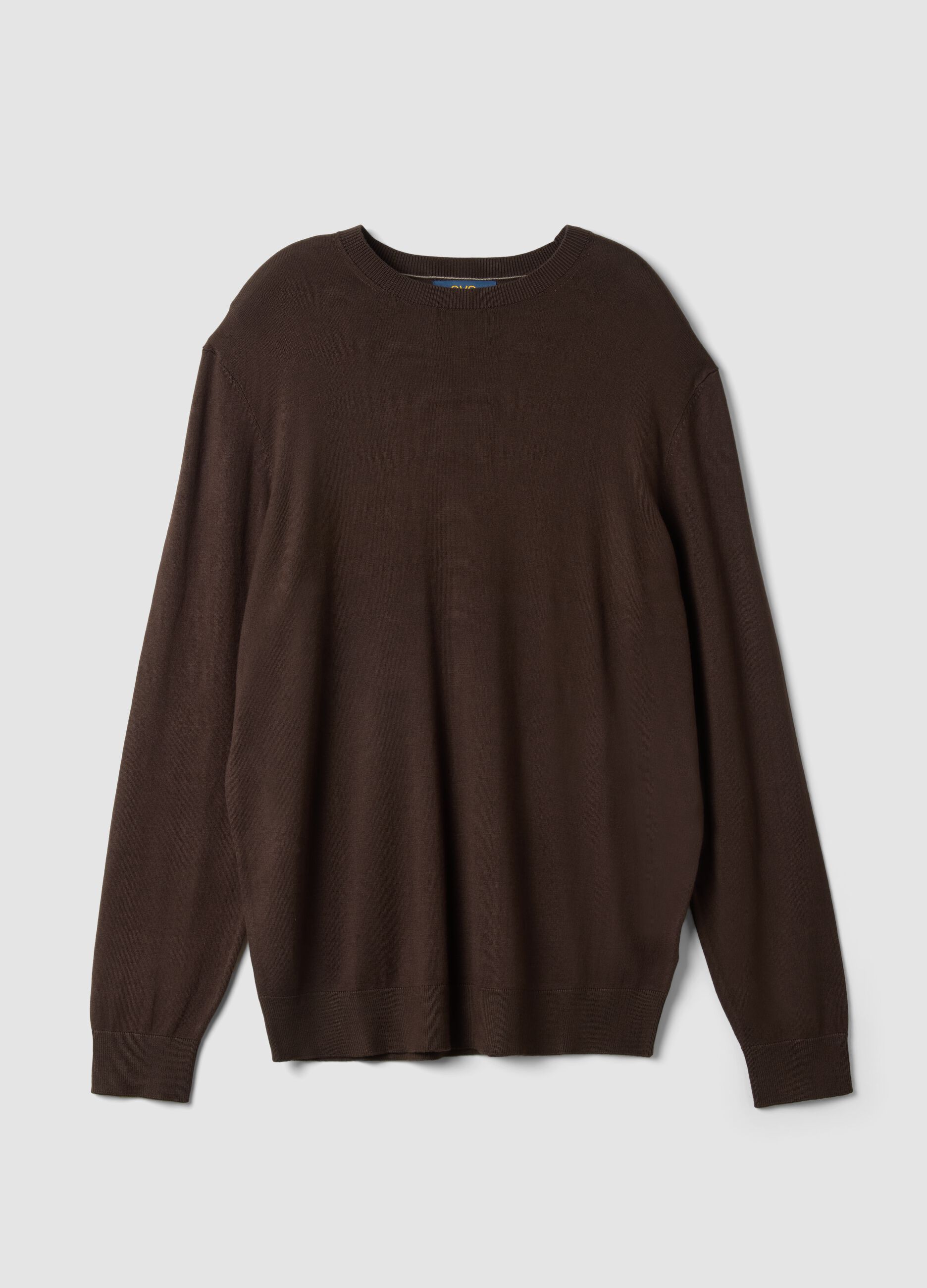 Brown crew-neck jumper in viscose blend, regular fit