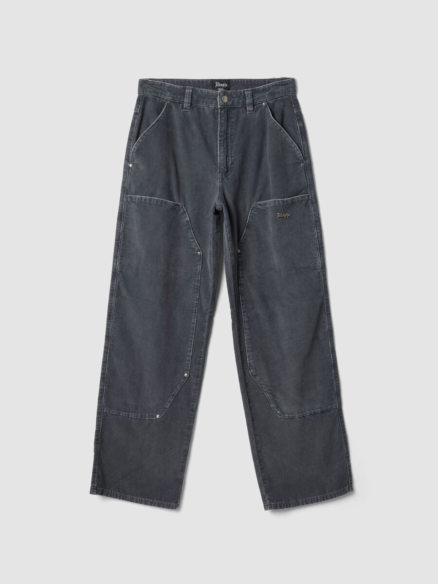 Corduroy Carpernter Pants Washed Grey_0