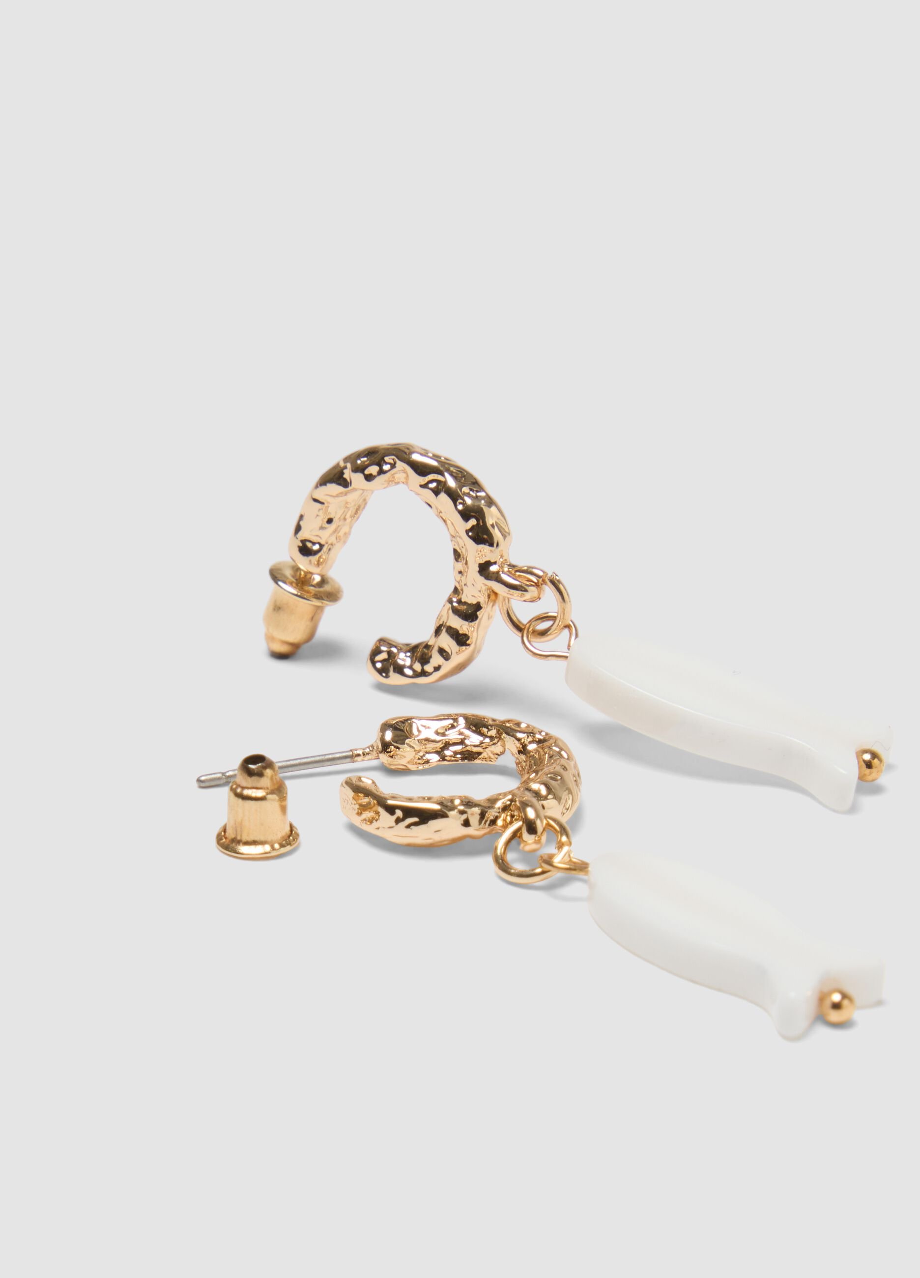 Earrings with white fish-shaped charms