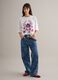White pure cotton boxy fit T-shirt with floral embroidery_1