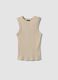 Beige fitted ribbed stretch-cotton tank top_4
