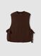 Brown ribbed viscose-blend gilet with side bows, regular fit_0