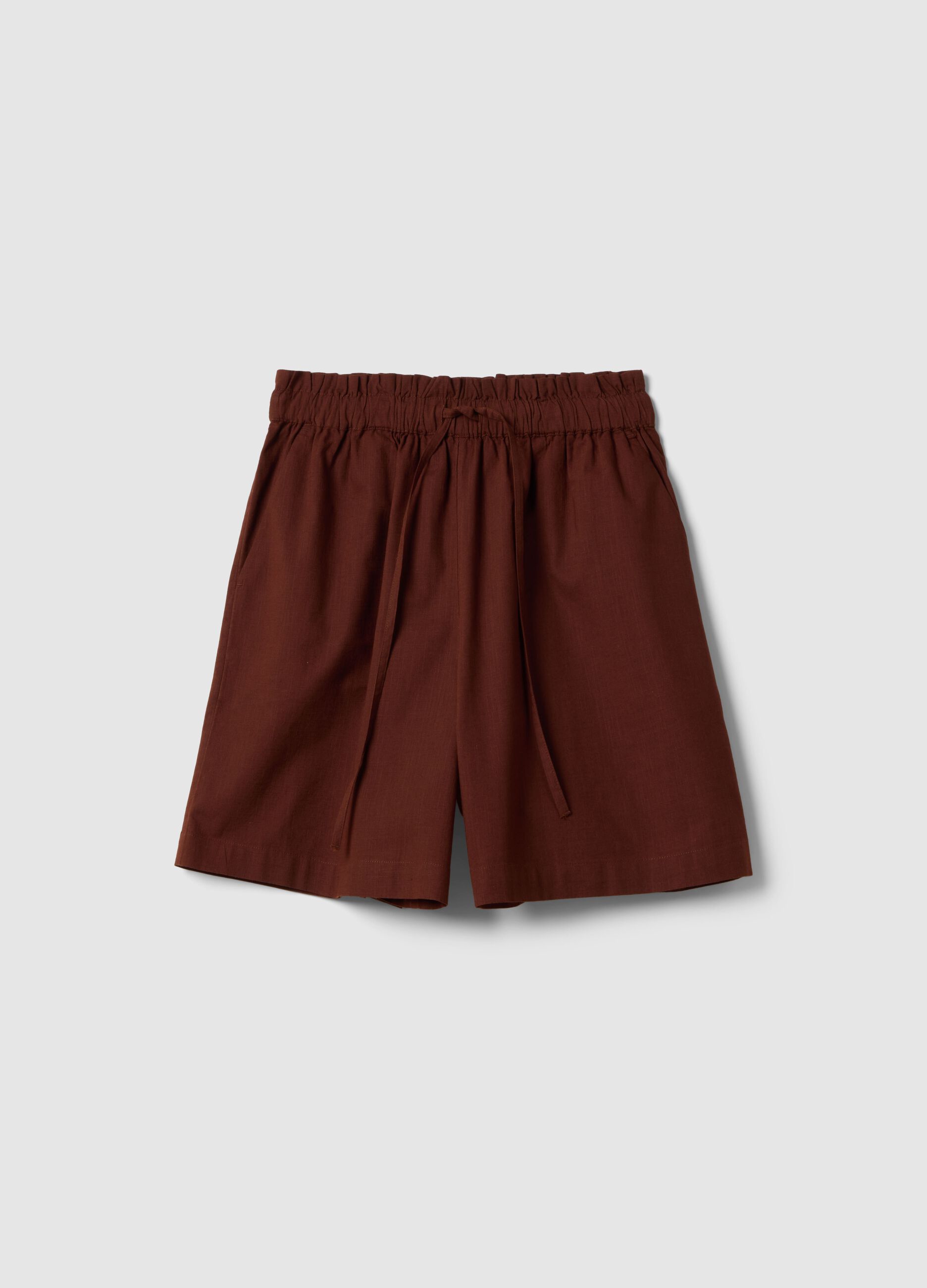 Brown pure cotton regular-fit shorts
