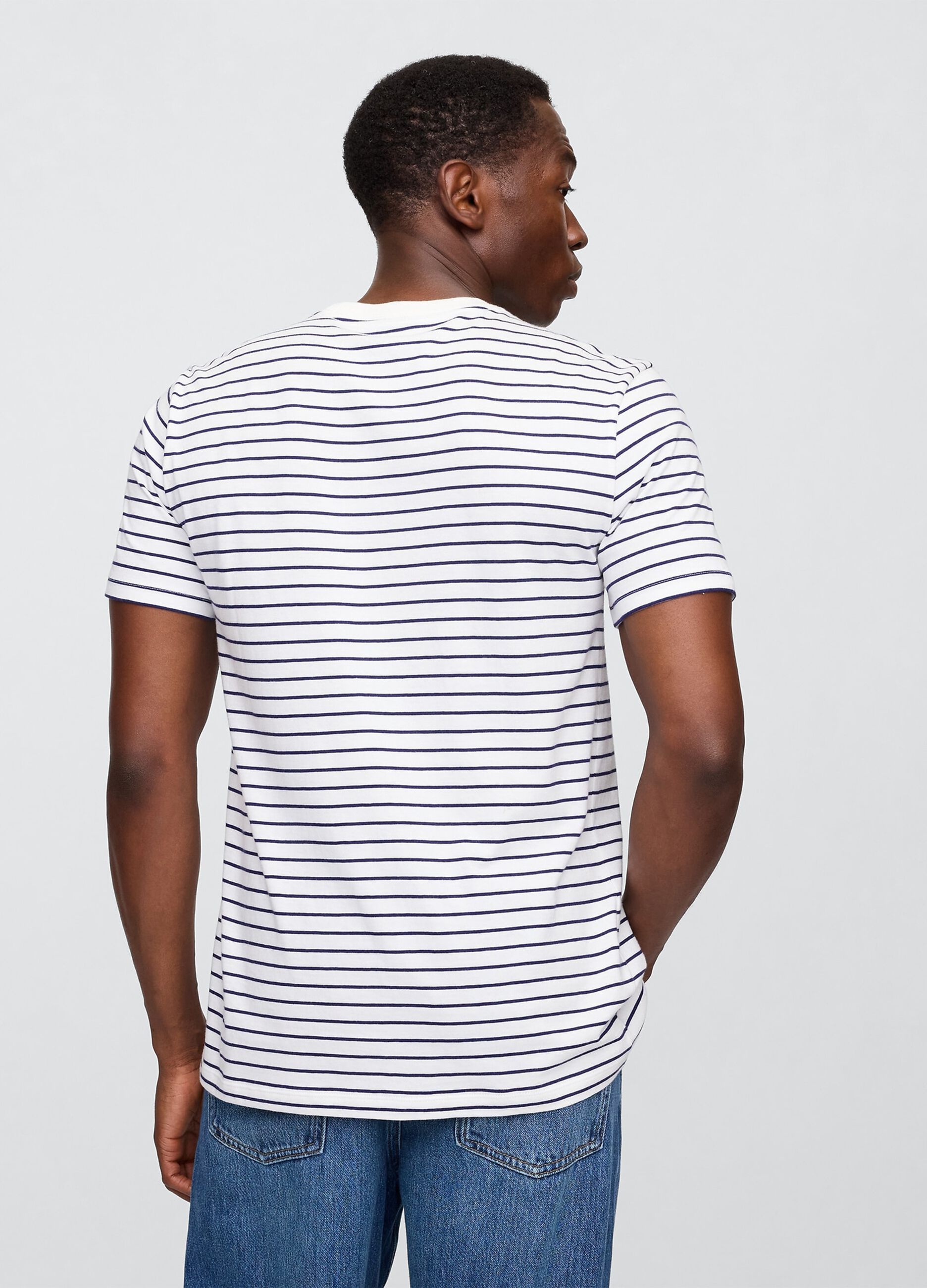 T-shirt in cotone elasticizzato a righe con logo GAP