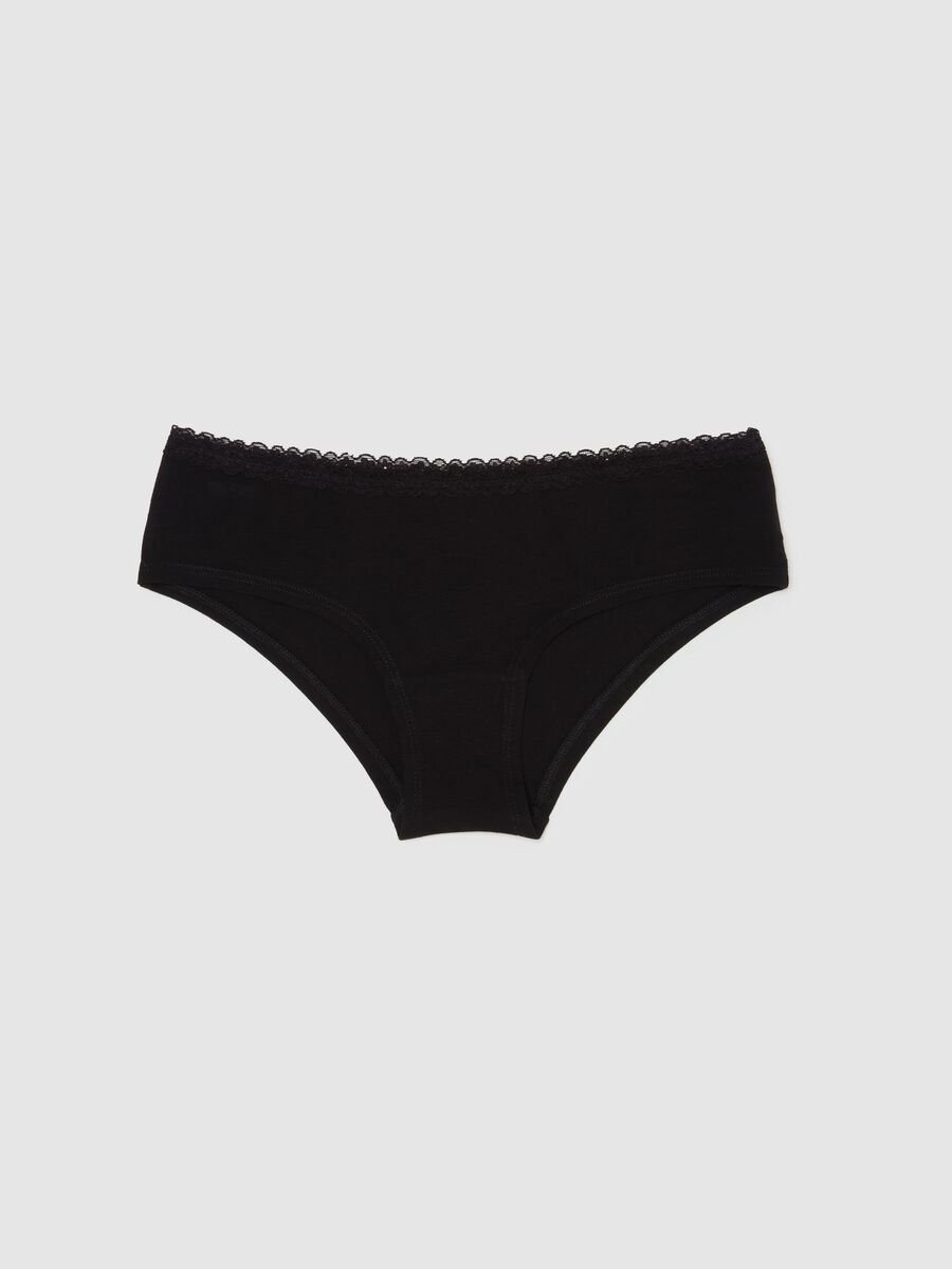 Stretch cotton French knickers with lace_4