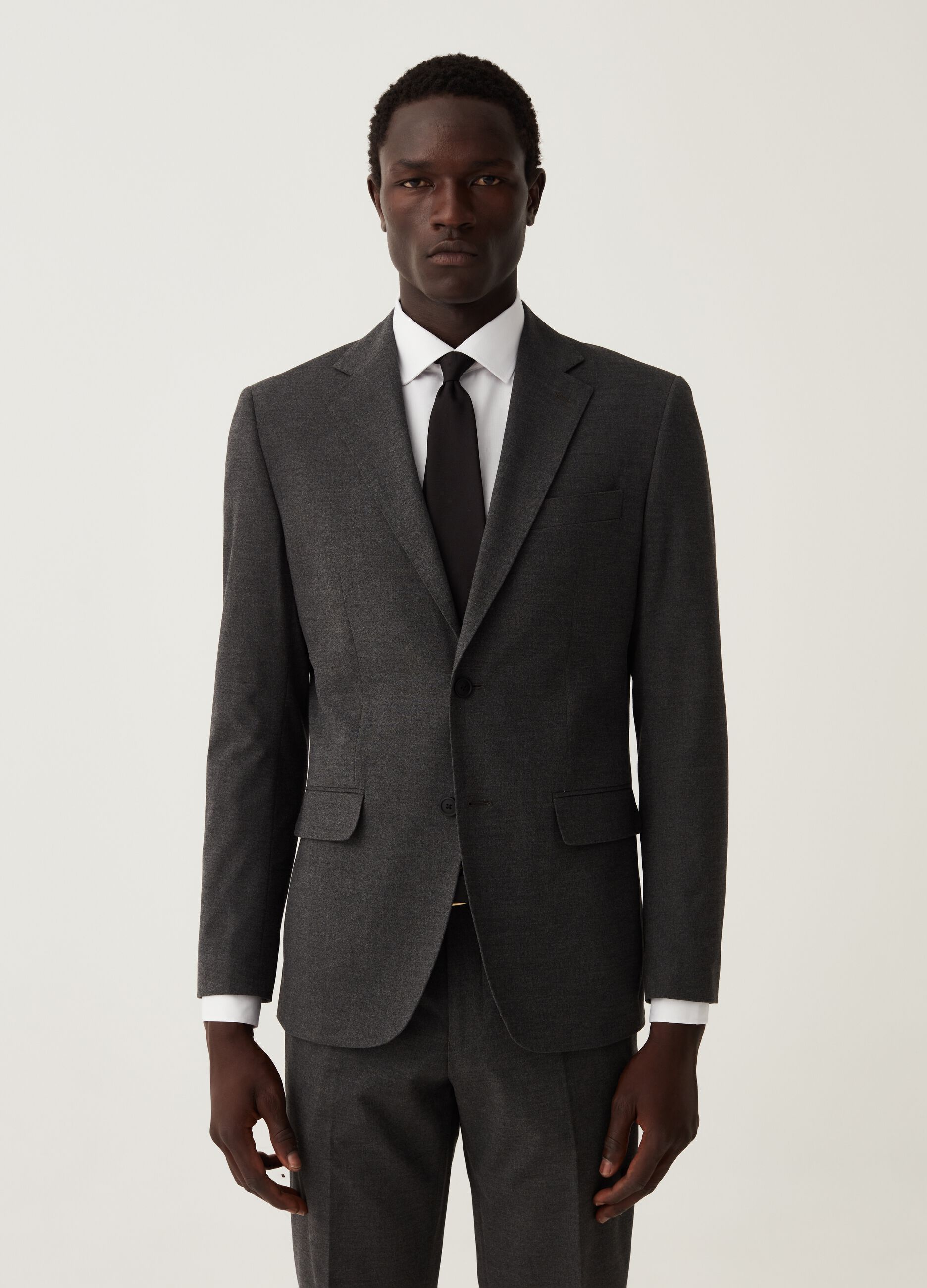 Blazer slim fit melange grigio_0