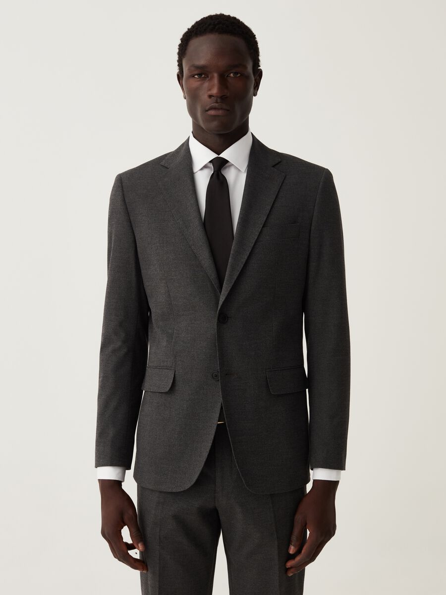 Blazer slim fit melange grigio_0