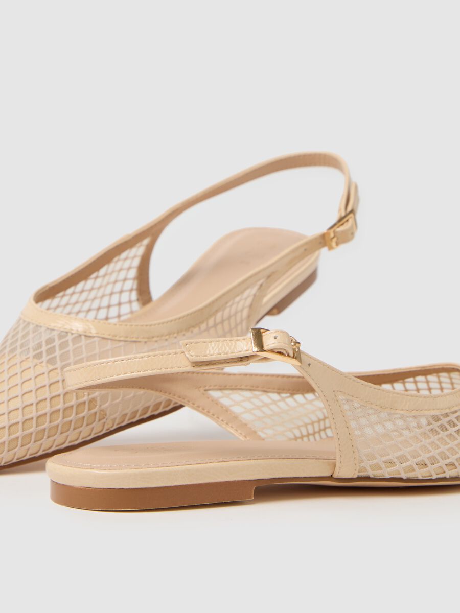Ovs Beige Mesh Ballet Flats_1