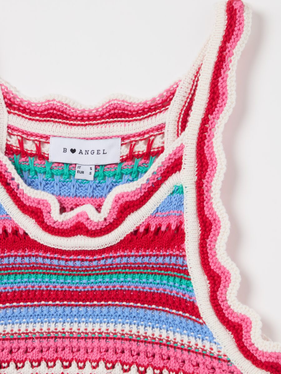 Cropped tank top in multicoloured crochet_5