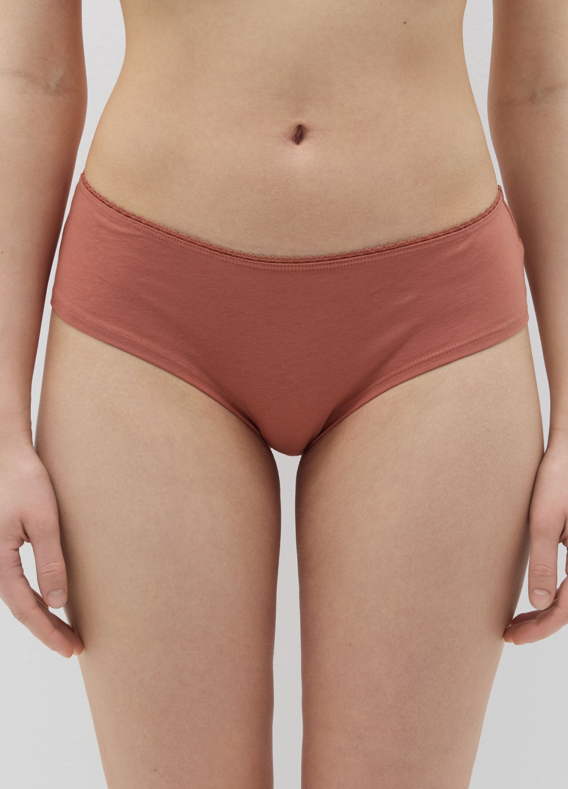 Three-pack French knickers with lace