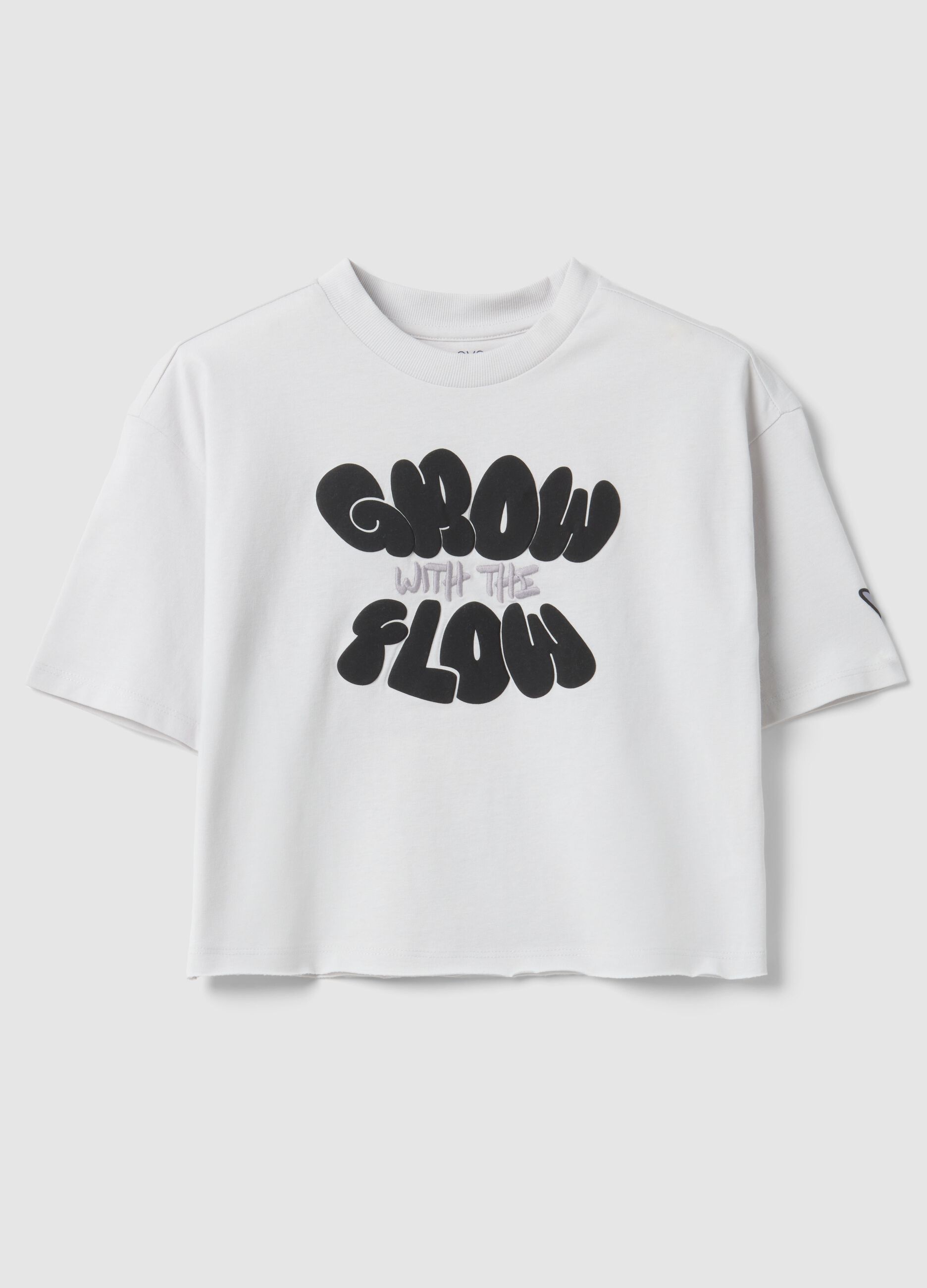 Girls' pure cotton white boxy fit t-shirt with print