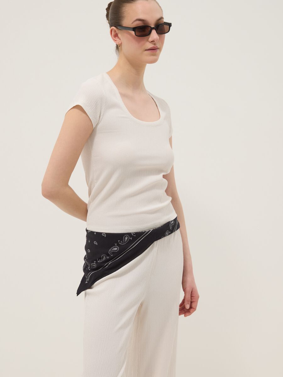 Beige stretch-fabric palazzo trousers_3