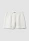 White linen-viscose blend shorts with elasticated waist, regular fit_0